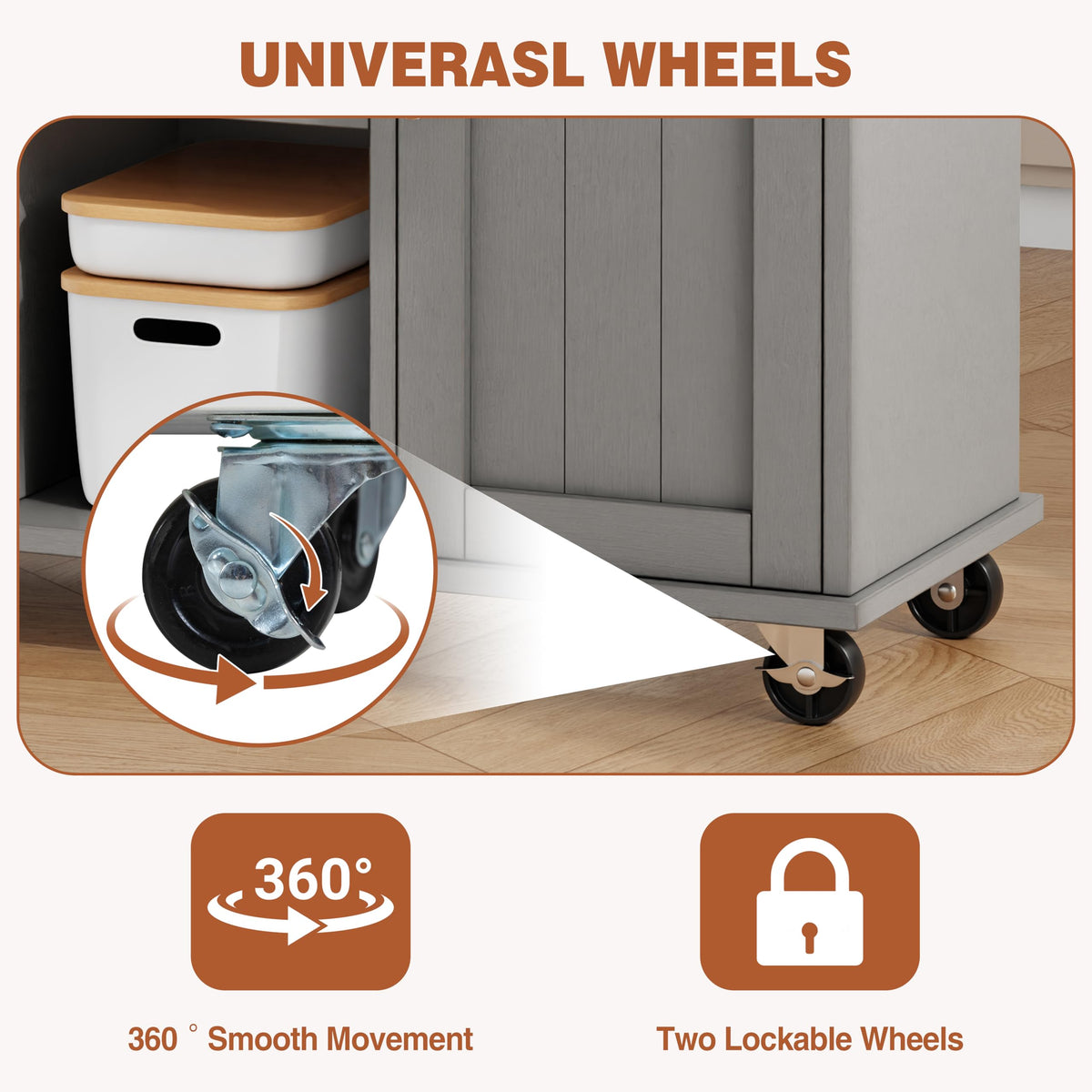JY QAQA 42" Rolling Kitchen Island Cart with Storage, Drop Leaf Countertop, Drawers & Towel Rack, Mobile Kitchen Table on Wheels for Kitchen Dining Room, White