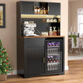 GDLF 72" Tall Coffee Bar Cabinet with Fridge Space, Fluted Liquor Home Bar
