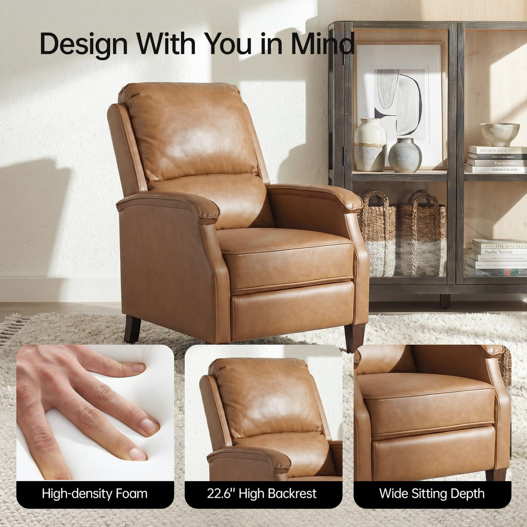 VKNOW Recliner Chair, Fabric Recliner with Adjustable Back, Brown