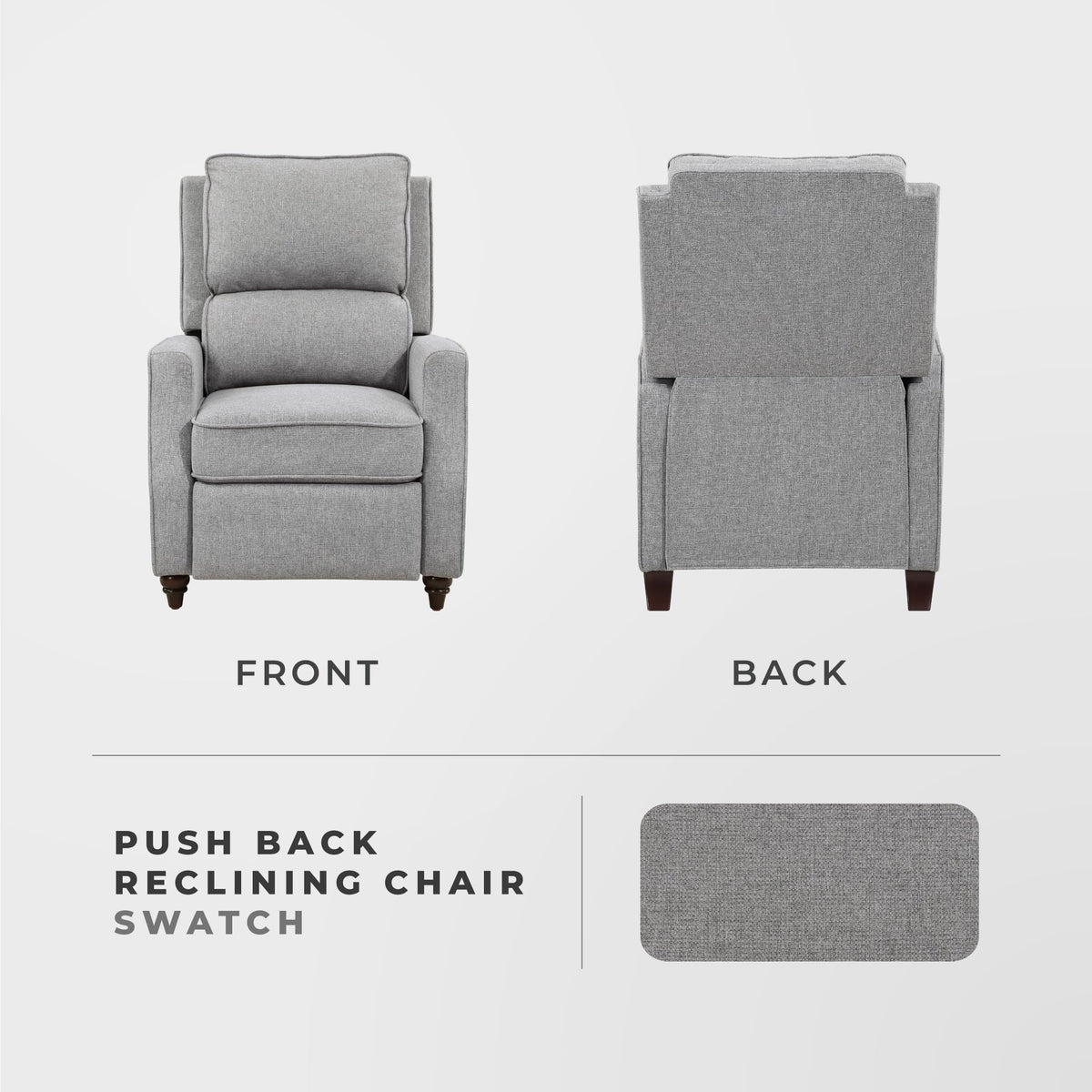 Lexicon Textured Fabric Push Back Manual Recliner Chair, 29.5" W, Beige