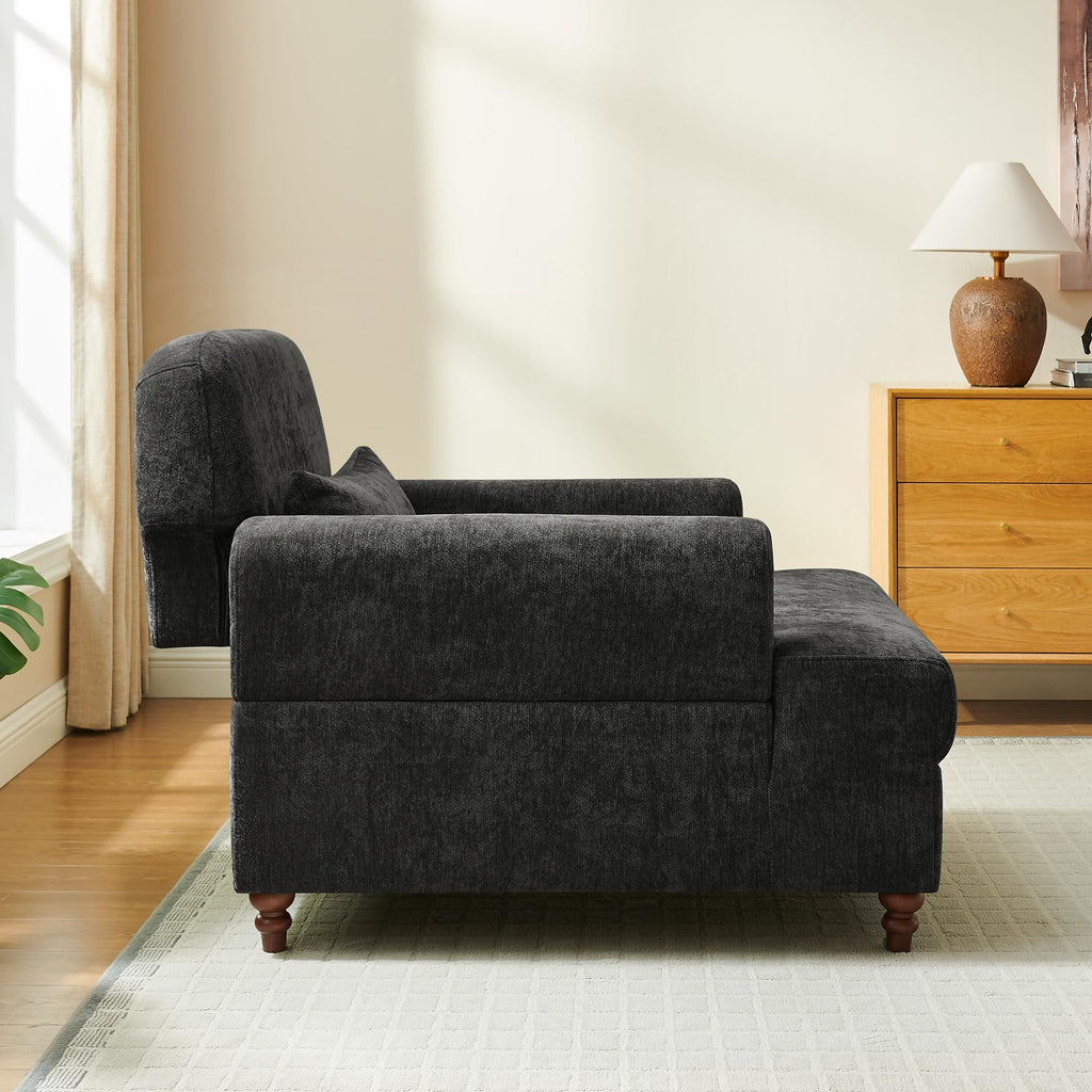 Oversized Chaise Lounge Chair with Adjustable Backrest, Polyester White