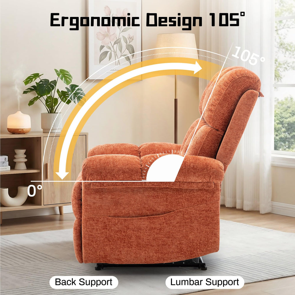 Korser Recliner Chair, Living Room Recliner Chairs for Adults, Small Recliners for Small Spaces, Upholstered Manual Recliner with Side Pockets, Comfy Nursery Chair for Living Room, Chenille, Beige