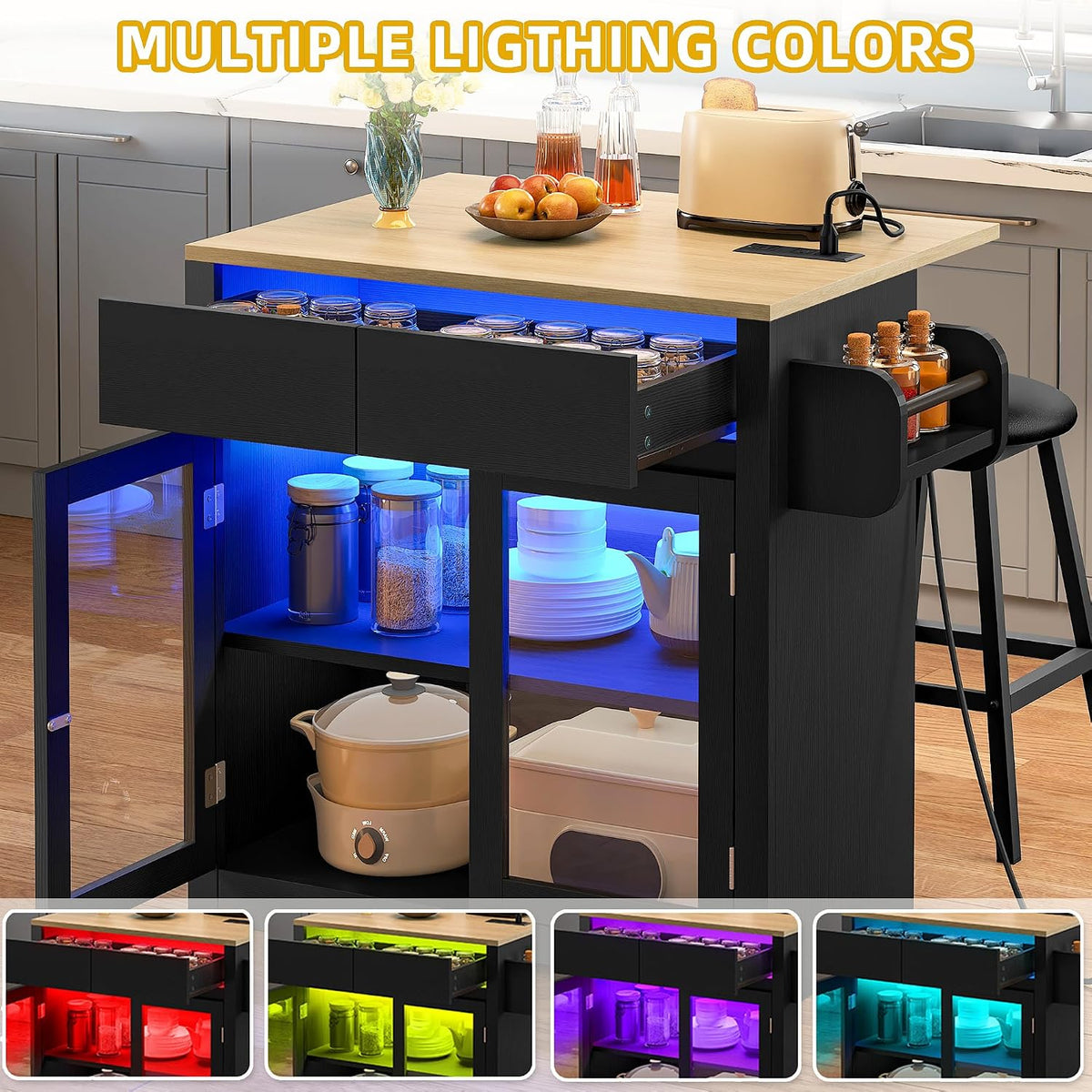 DWVO 37.5" Kitchen Island with Drop Leaf