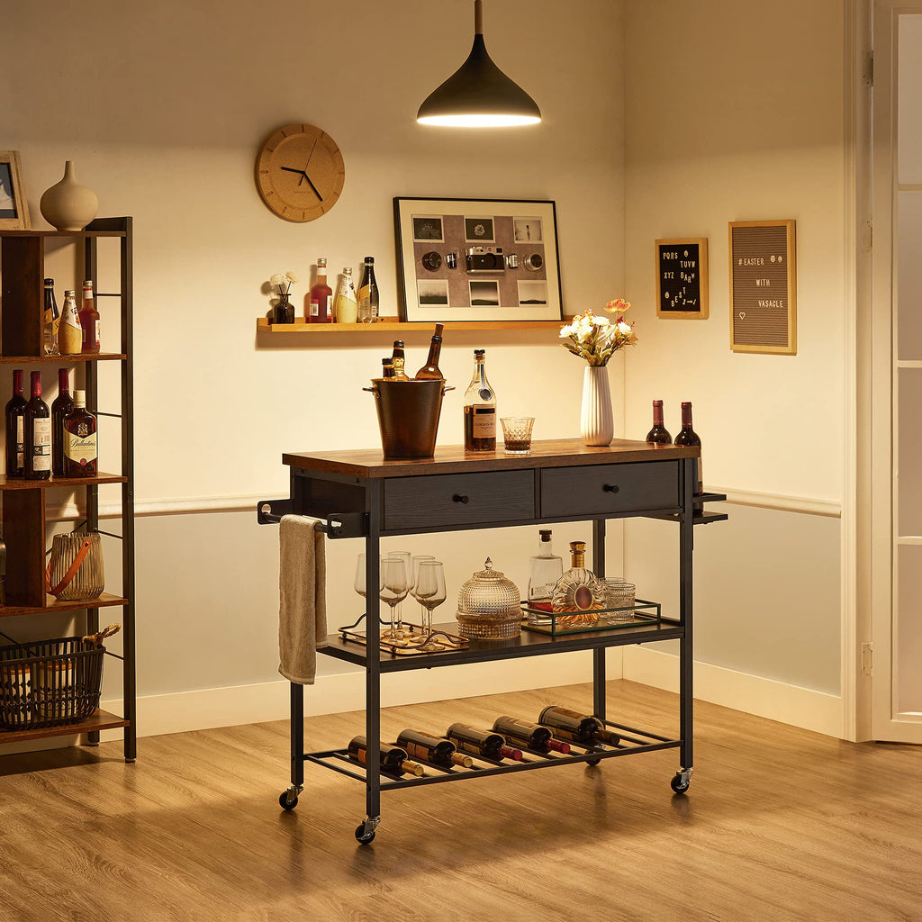 VASAGLE Mobile Kitchen Island with 2 Doors, 2 Drawers