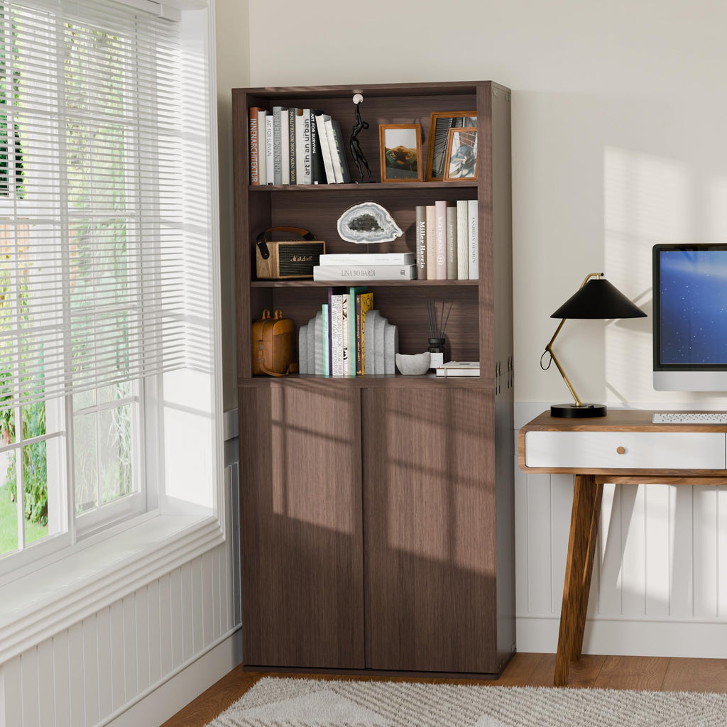 Liquor Cabinet with Wine Rack & Stemmed Holder & Drawer, Walnut