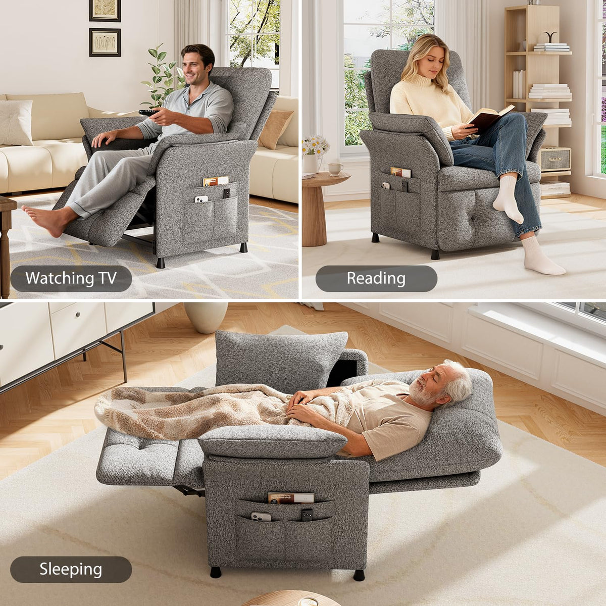 Power Recliner Chair with Heat & Massage, Electric Recliner for Elderly