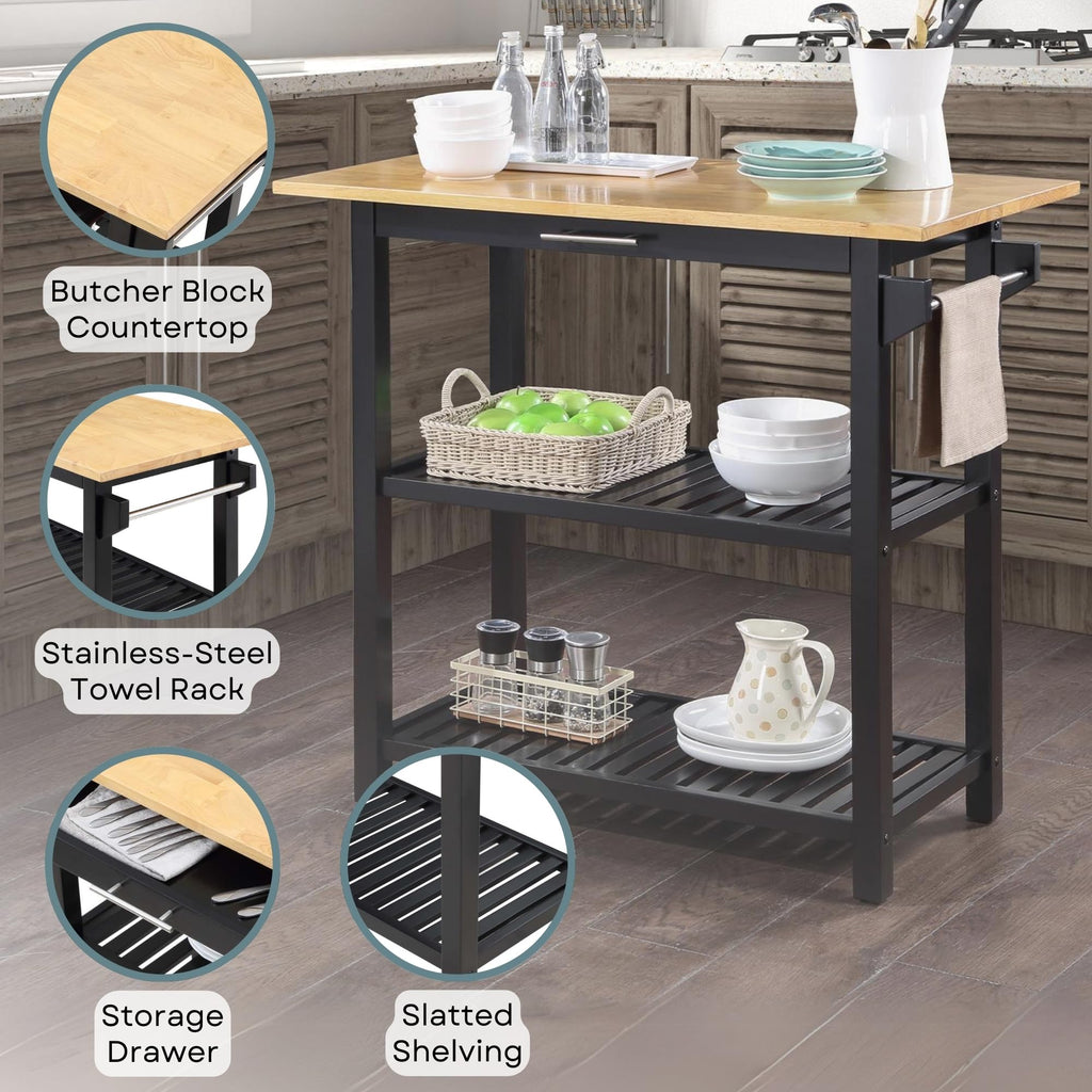 Convenience Concepts Designs2Go Butcher Block Kitchen Island, Sage, 40"