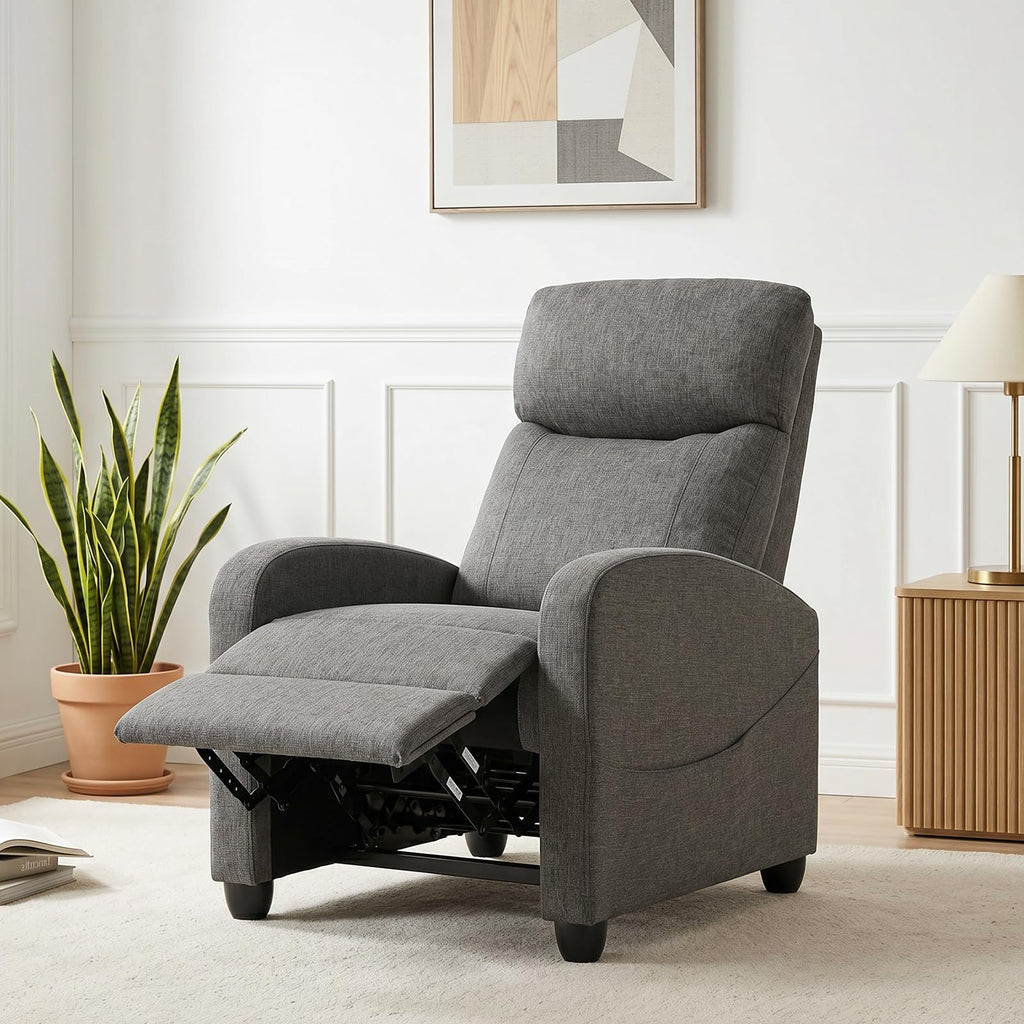 Massage Recliner Chair, Recliner Sofa Fabric for Adults, Recliners Home Theater Seating with Lumbar Support, Reclining Sofa Chair for Living Room, Ink