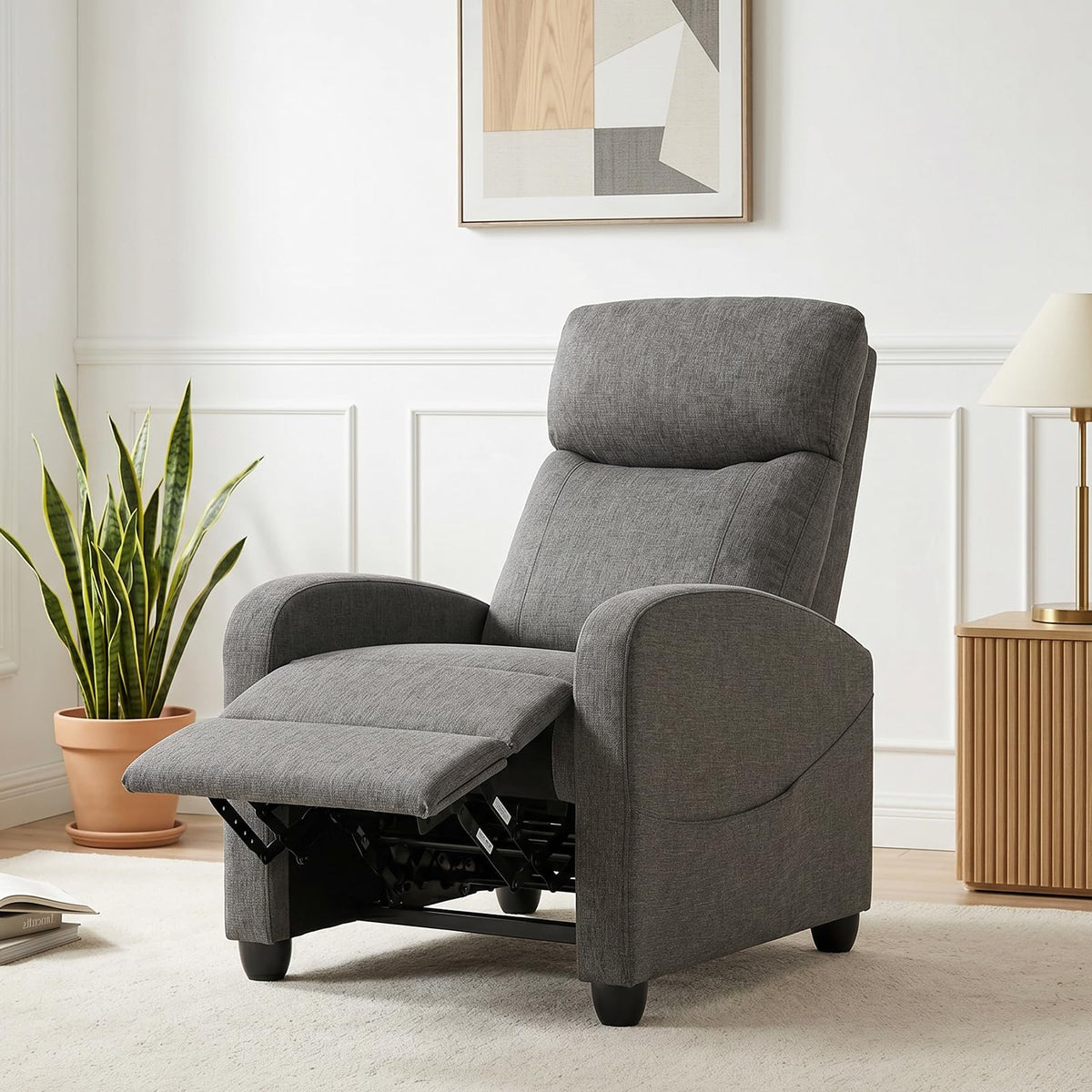 Massage Recliner Chair, Recliner Sofa Fabric for Adults, Recliners Home Theater Seating with Lumbar Support, Reclining Sofa Chair for Living Room, Ink