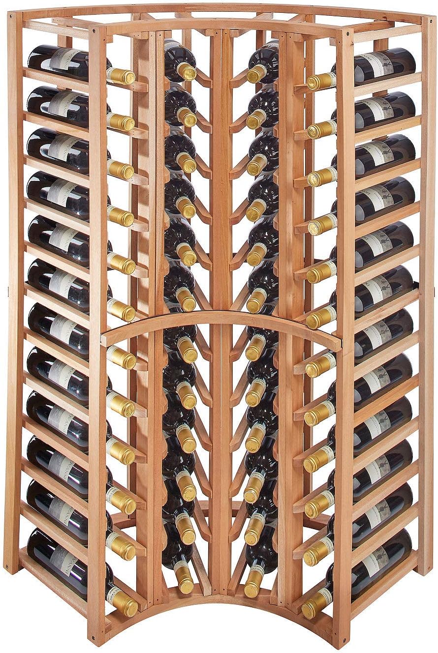 Wine Enthusiast N'FINITY Stackable 4 Foot Wine Rack - Curved Corner - Solid Mahogany - 48 Bottles - Stylish Durable Wine Rack Home Decor â Bar Cabinet Liquor Storage