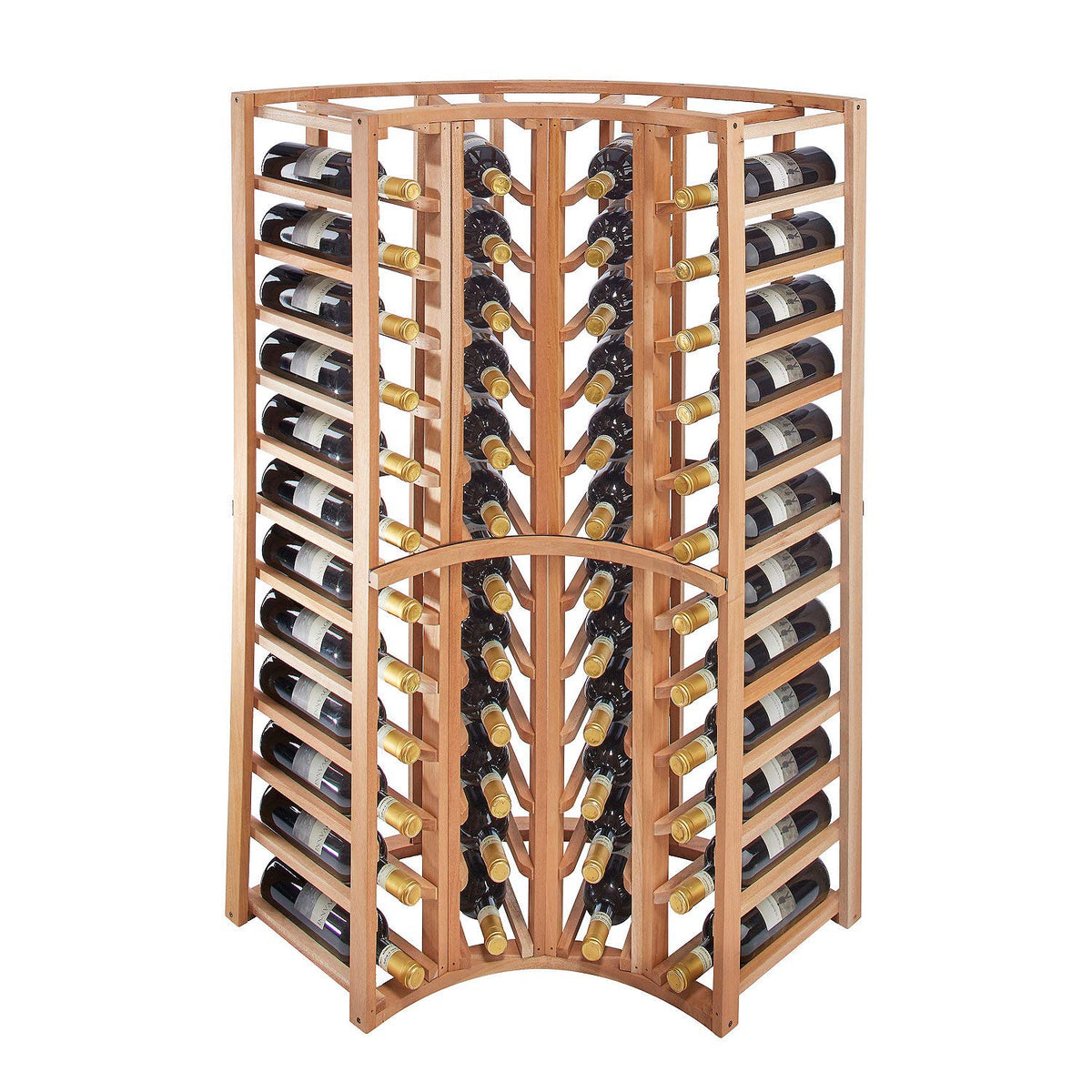 Wine Enthusiast N'FINITY Stackable 4 Foot Wine Rack - Curved Corner - Solid Mahogany - 48 Bottles - Stylish Durable Wine Rack Home Decor â Bar Cabinet Liquor Storage