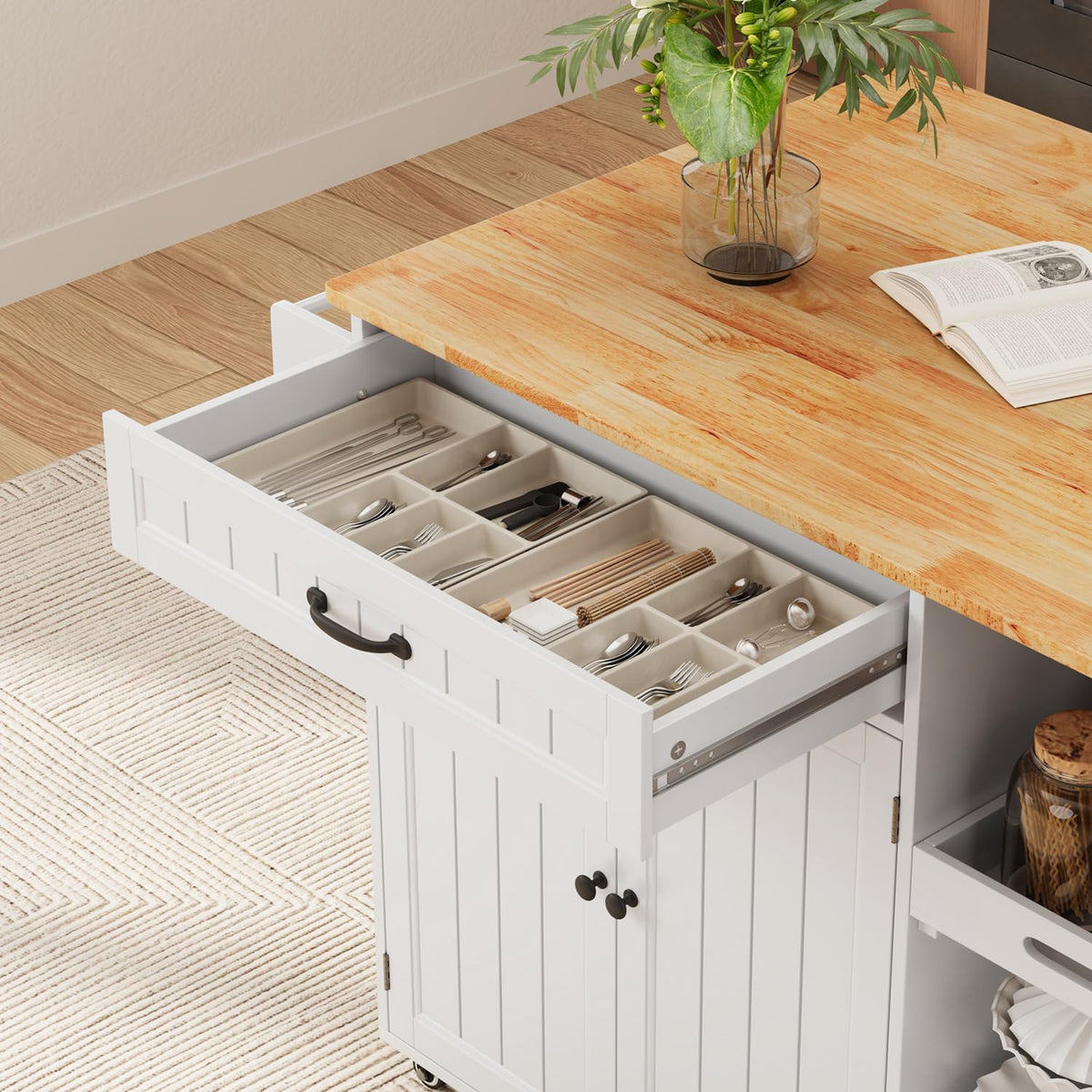 Gizoon 41.7" W Kitchen Island with Storage, Kitchen Island with Drop Leaf