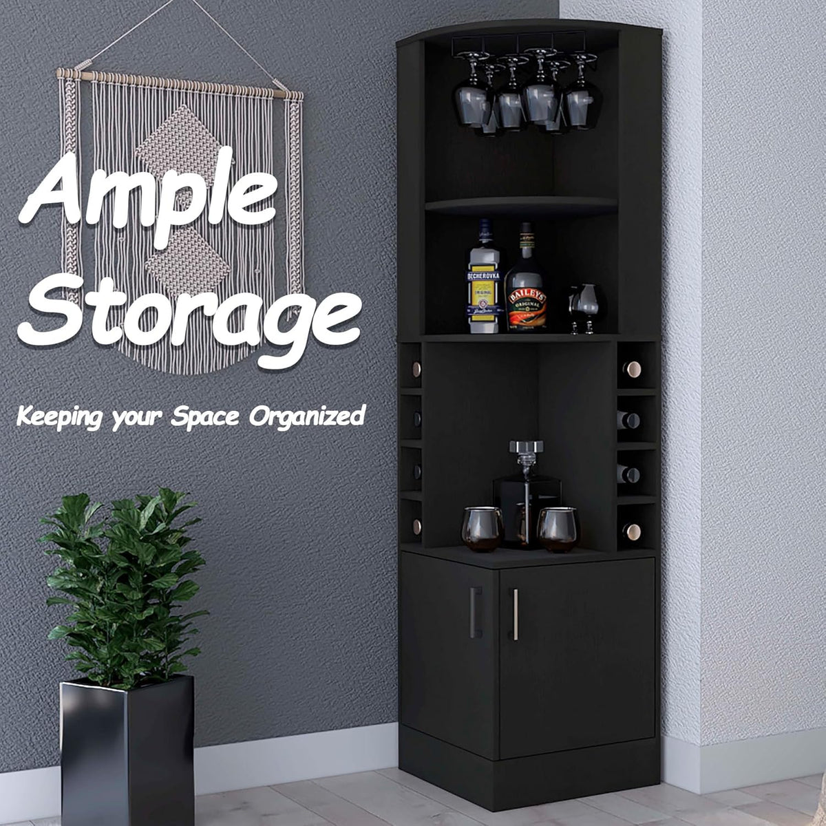 HRVEOCEI 71 Inch Corner Wine Cabinet, Tall Corner Bar Cabinet