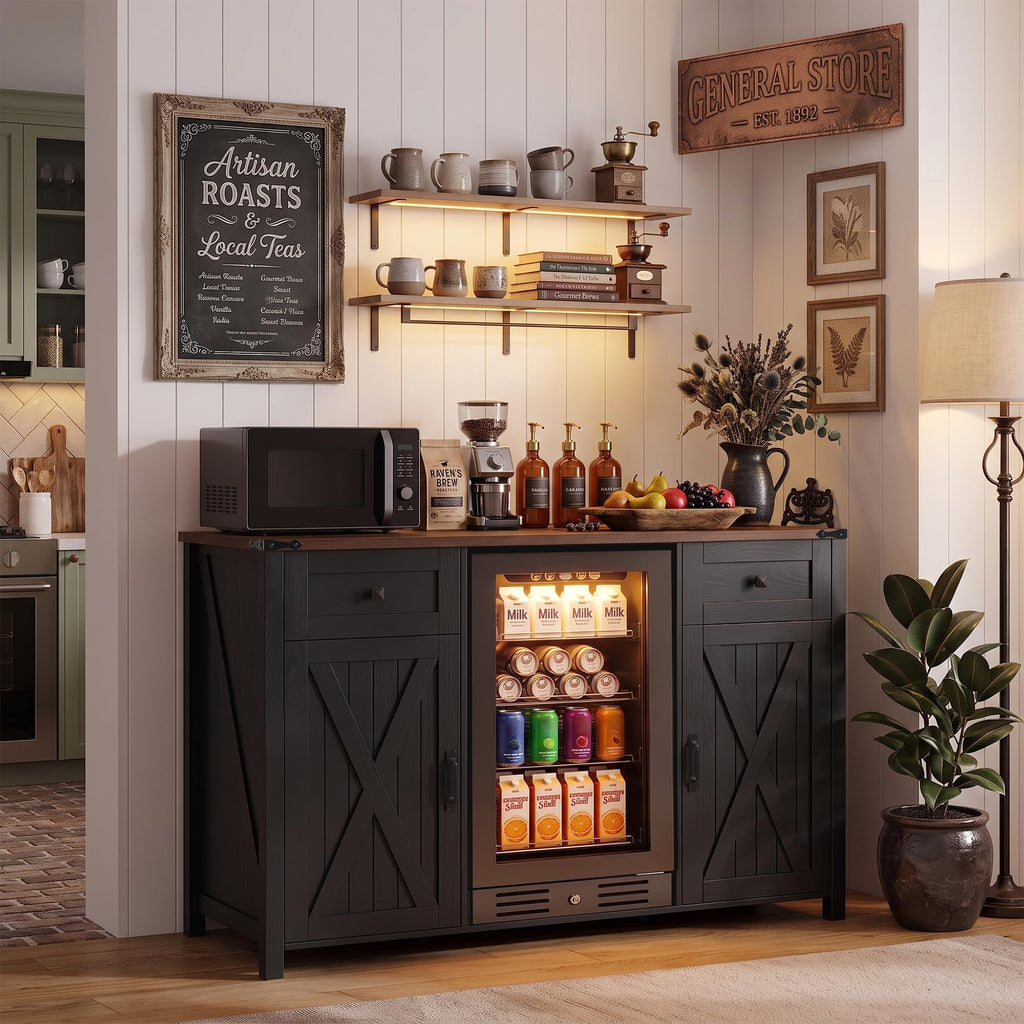 39.4" Coffee Bar Cupboard with Fridge Spaceï¼Natural Oak-ws