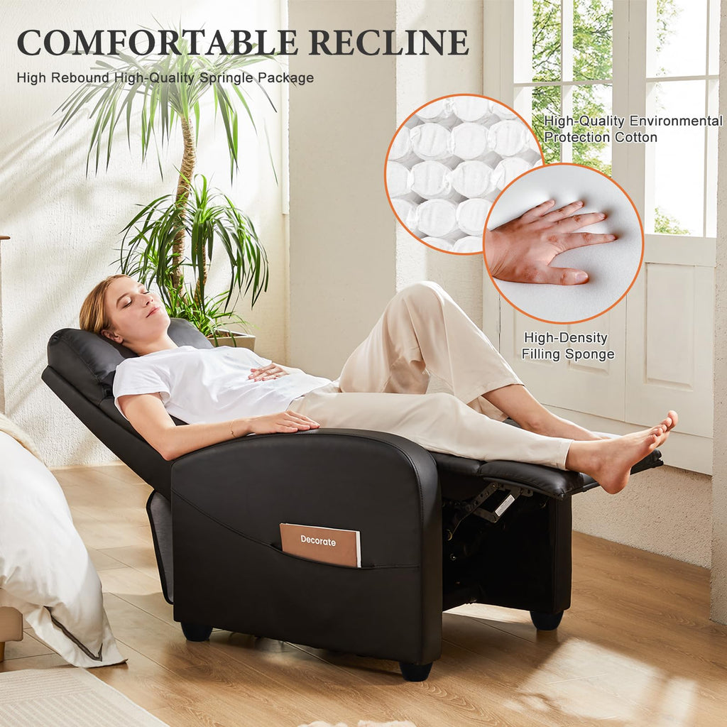 Sweetcrispy Massage Recliner Chair for Adults, Adjustable Home Theater Seating with Lumbar Support for Living Room, Modern Fabric Reclining for Small Space, Grey