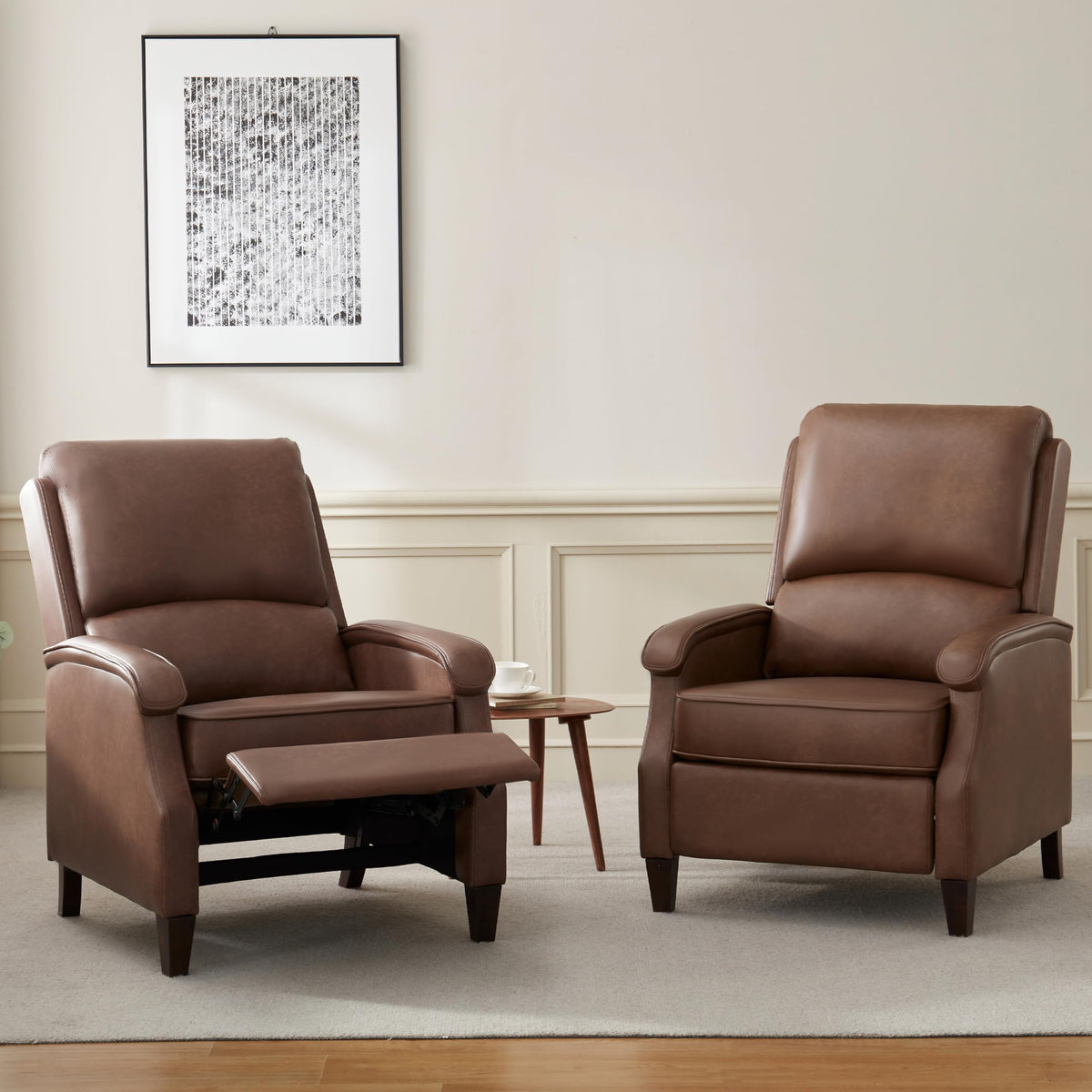VKNOW Recliner Chair, Fabric Recliner with Adjustable Back, Brown