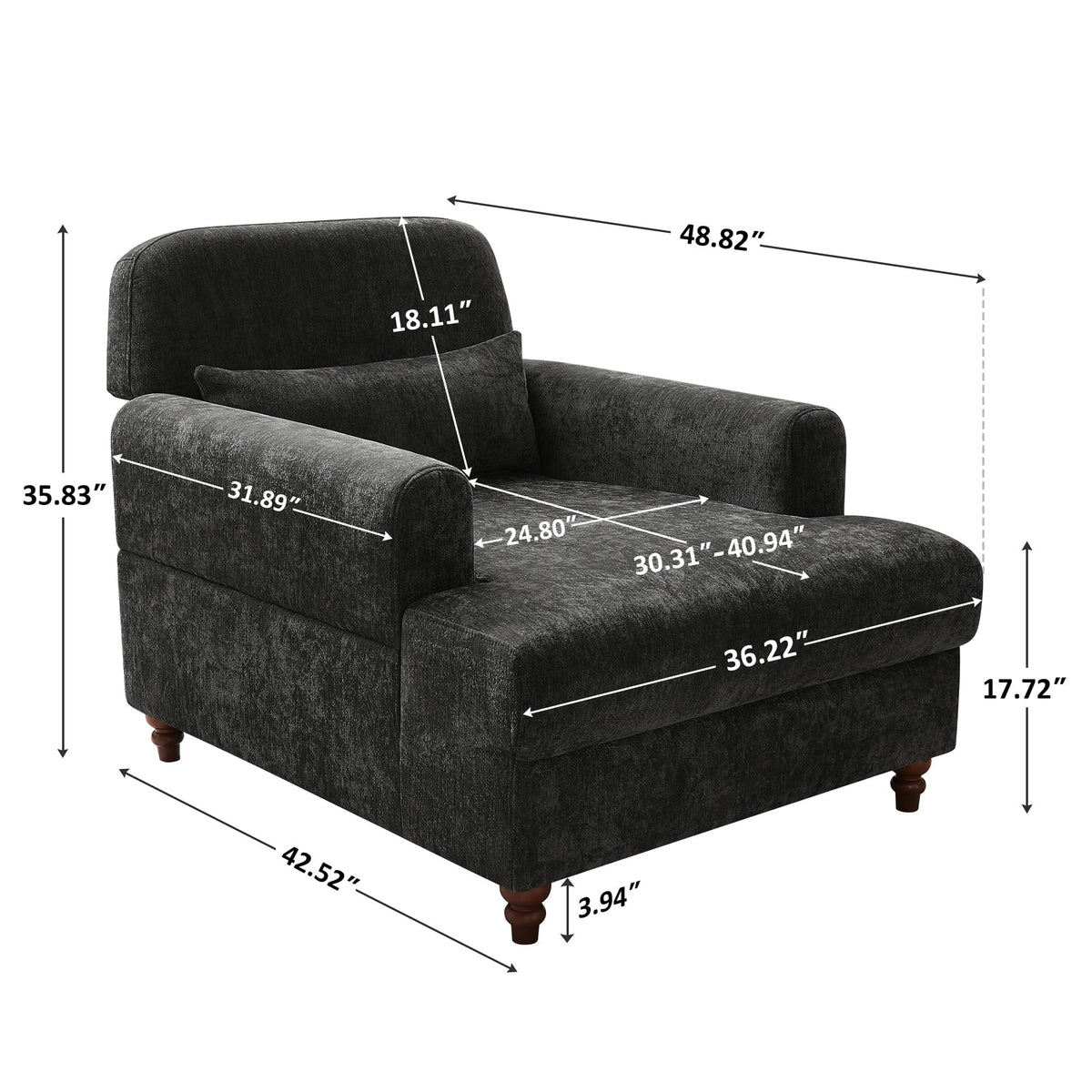 Oversized Chaise Lounge Chair with Adjustable Backrest, Polyester White