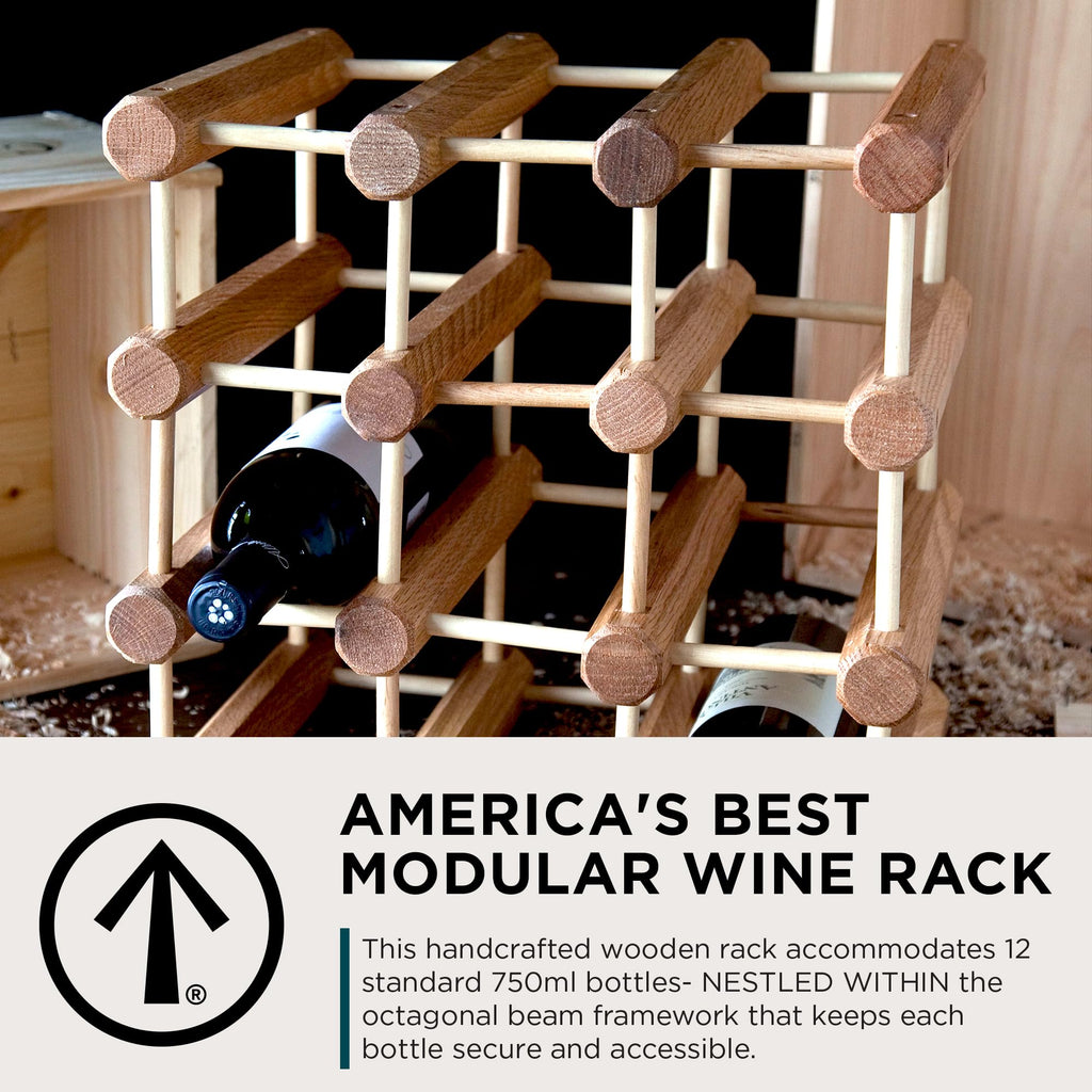J.K. Adams Wood Modular Wine Rack, Stackable Storage Holder, 40 Bottles