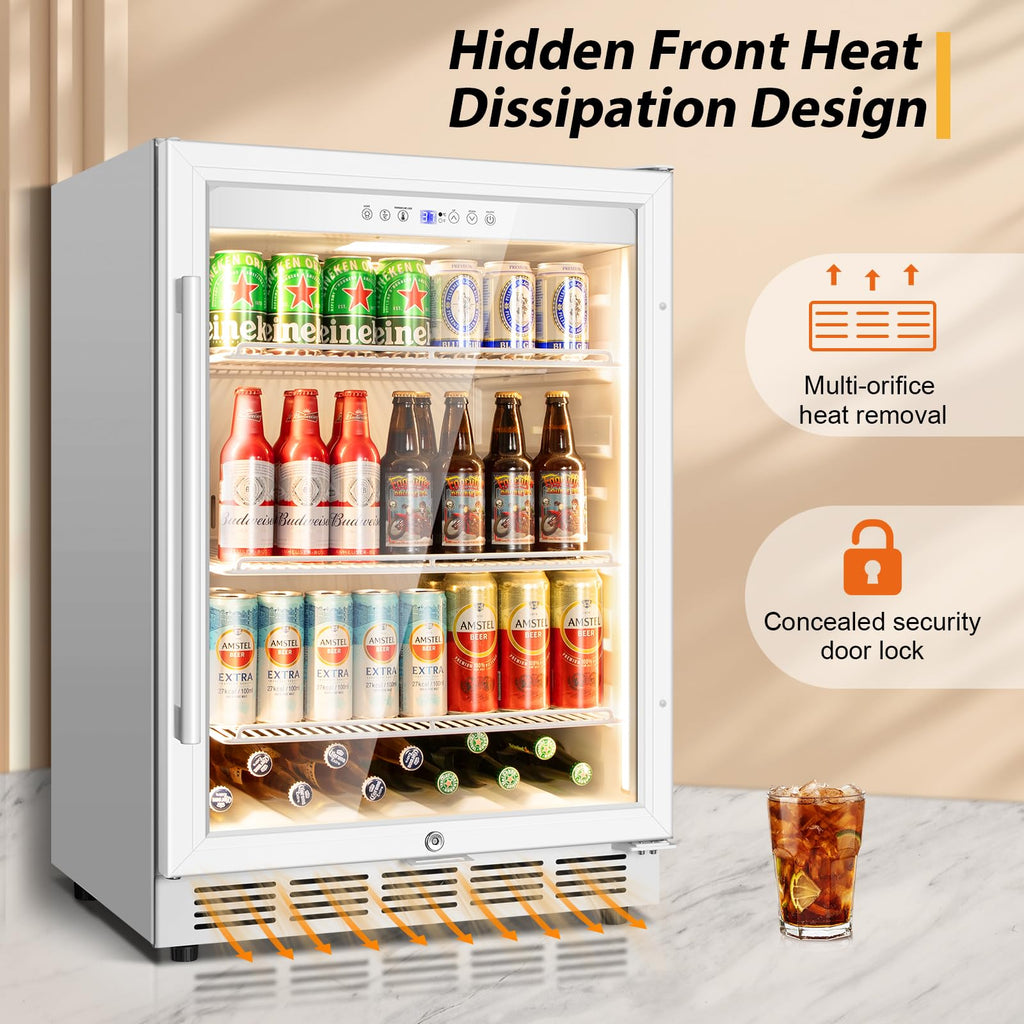 Tylza Wine Fridge 15'', 30 Bottles Wine Cooler Refrigerator, Undercounter or Freestanding, Removable Shelves, 40-65Â°F, Wine Cabinet with Double Glass Door, Wine Cooler for Home, Kitchen, Bar