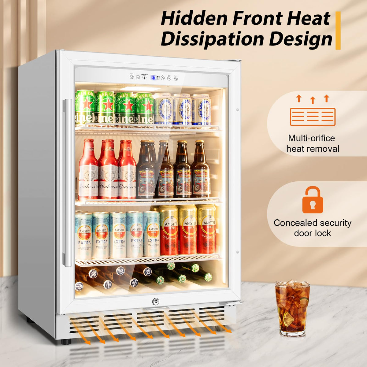 Tylza Wine Fridge 15'', 30 Bottles Wine Cooler Refrigerator, Undercounter or Freestanding, Removable Shelves, 40-65Â°F, Wine Cabinet with Double Glass Door, Wine Cooler for Home, Kitchen, Bar