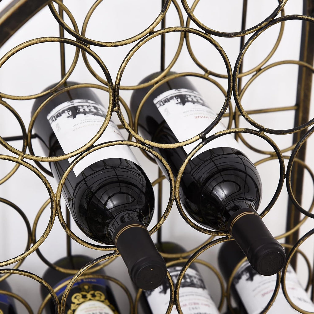 HOMCOM 45 Bottle Wrought Iron Wine Rack Jail with Lock Antique Bronze