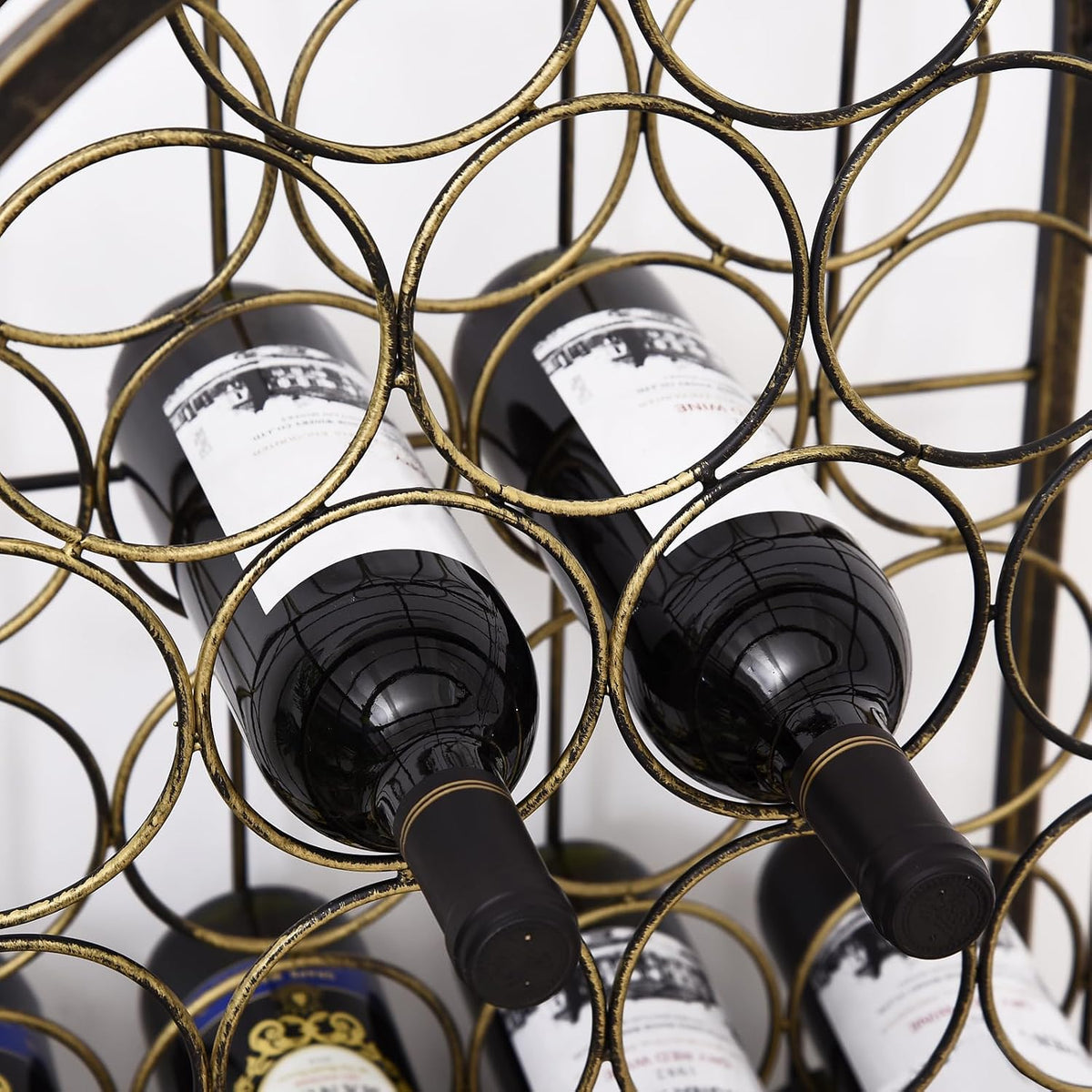 HOMCOM 45 Bottle Wrought Iron Wine Rack Jail with Lock Antique Bronze