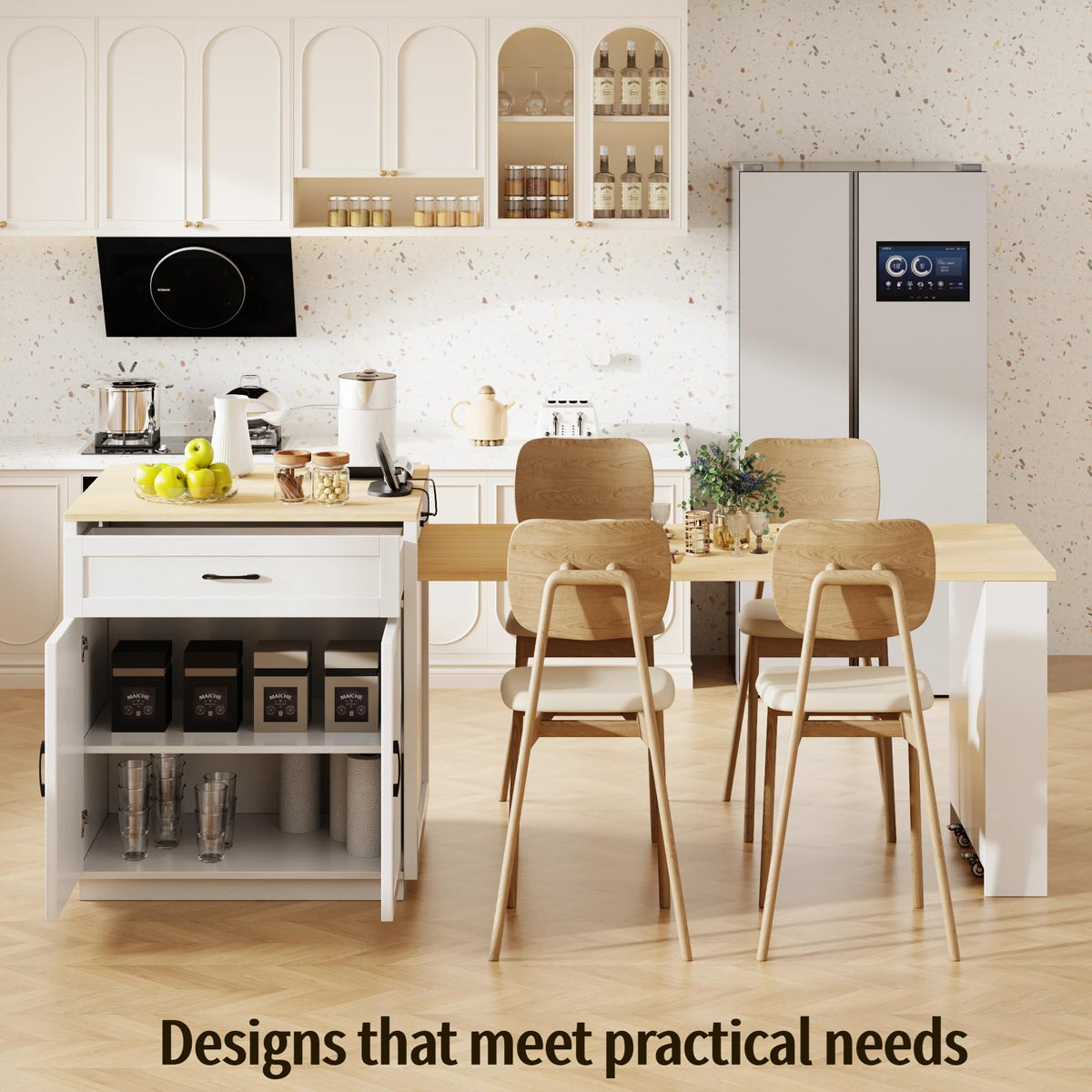 82.7" Kitchen Island Table with Seating & Extendable Dining Table