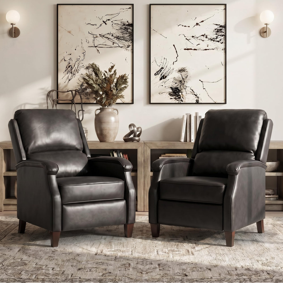 VKNOW Recliner Chair, Fabric Recliner with Adjustable Back, Brown