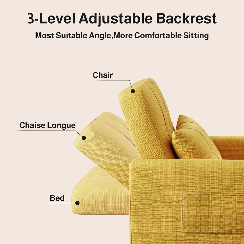 Ahomly Convertible Sofa Chair Bed, 3-in-1 Linen Pull Out Chair, Dark Gray