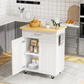JY QAQA 26" Rolling Kitchen Island Cart on Wheels, Mobile Storage Cabinet with Adjustable Inner Shelves, Kitchen Prep Cart with Towel Rack & Lockable Casters for Small Apartment Kitchen, White
