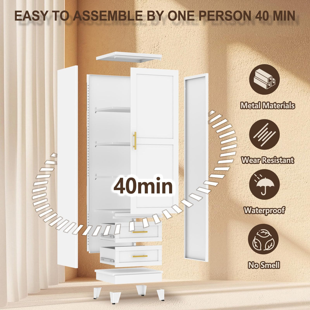 67" Tall Metal Pantry Cabinet, Narrow Freestanding Storage Cabinet, Black