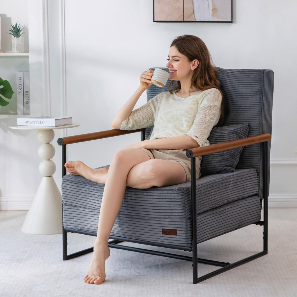 MAXYOYO Chair Bed, Adjustable Sleeper Chair, Single Sofa Bed with Frame
