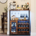 GarveeHome Wine Bar Cabinet with LED Lights, Liquor Cabinet with Storage