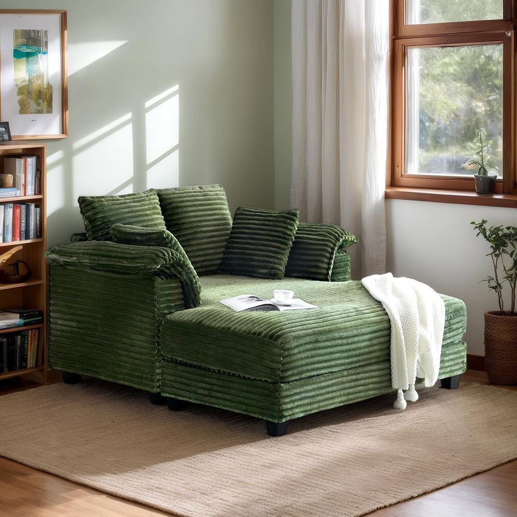 VINGLI 56" Wide Oversized Chaise Lounge Chair with Plush Padded Armrests