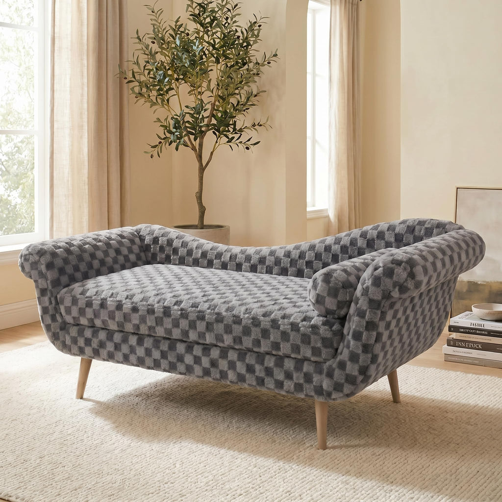 ERYE Boucle Upholstered Left Facing Chaise Lounge Indoor for Living Room Bedroom,Comfy Single Chaise Lounge Modern Leisure Recliner Sleeper Sofa Daybed, Easy Assemble