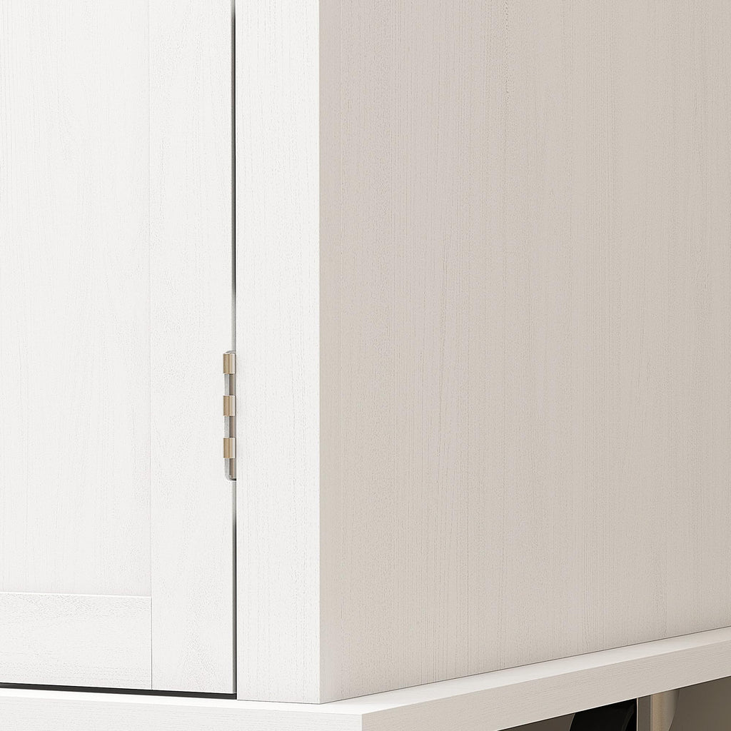 HOMCOM Kitchen Island Cart on Wheels with Solid Wood Top, 44" Cream White