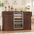 Large Coffee Bar Cabinet with Mini Fridge Space, Liquor Wine Bar Cabinet with Drawer and Glass Holder, Buffet Sideboard Table for Kitchen, Dining Room, Living Room