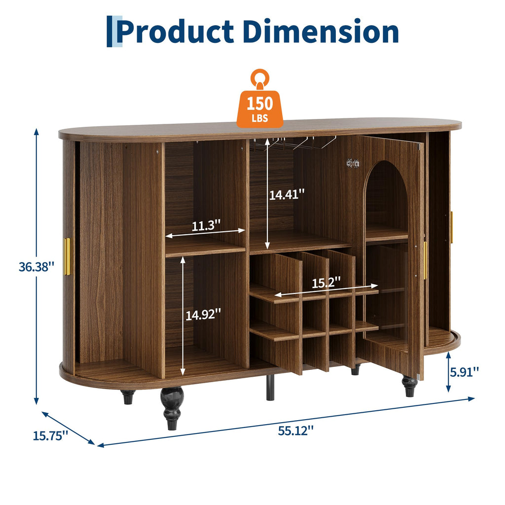Garvee Bar Cabinet with Storage, Liquor Bar Cabinet with Sliding Door