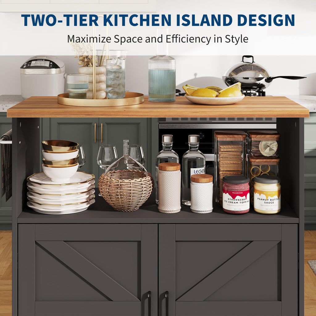 OUTLANE Kitchen Island with Drop Leaf, Rolling Storage Cart on Wheels