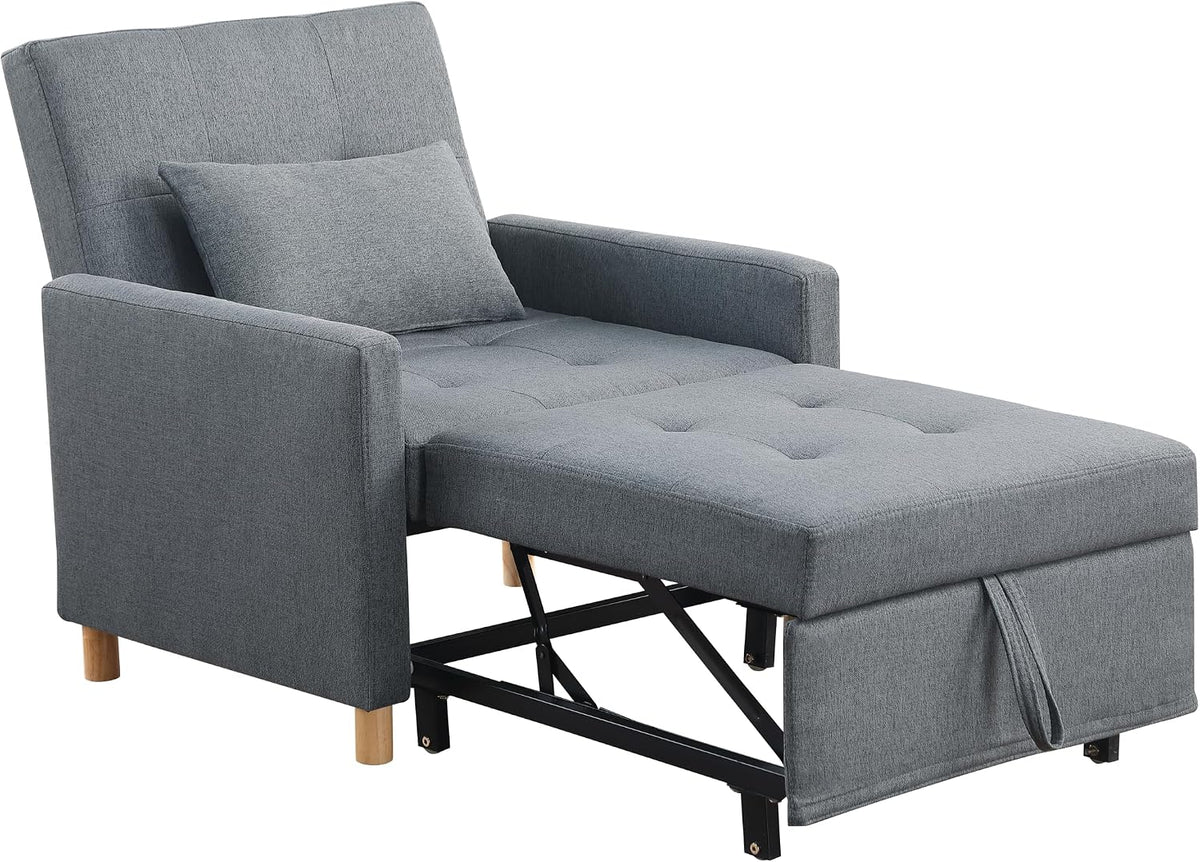 Sleeper Chair,Convertible Sleeper Sofa Chair,Pull Out Sleeper Chair with Adjustable Backrest,Multi-Functiona Lounge Chair for Living Room(Gray)