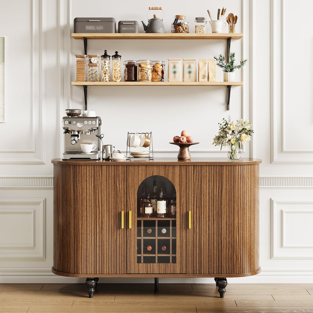 Garvee Bar Cabinet with Storage, Liquor Bar Cabinet with Sliding Door