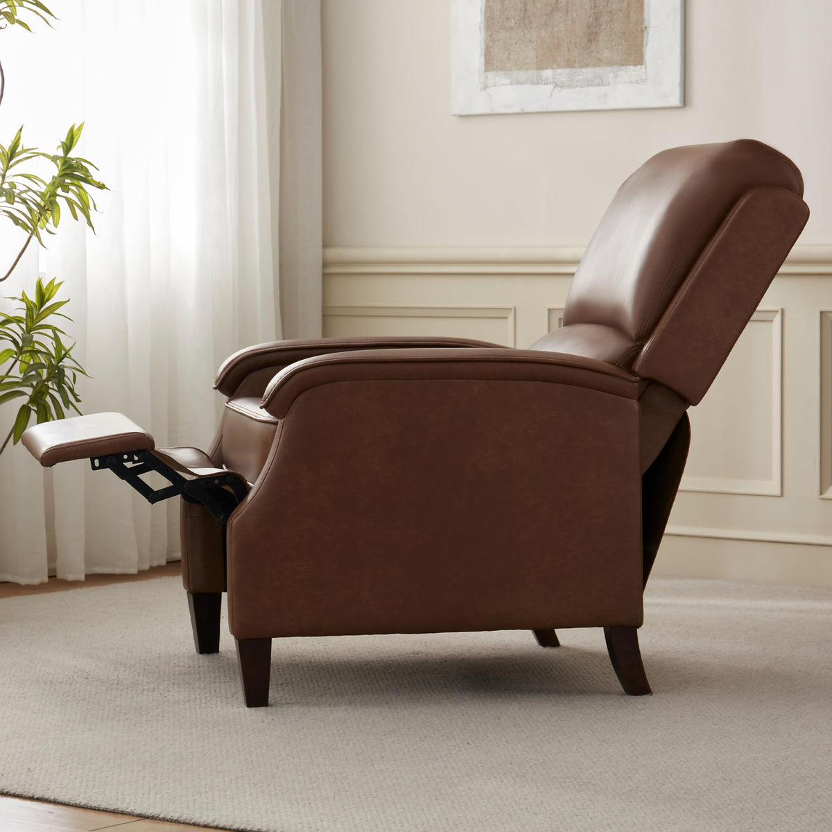 VKNOW Recliner Chair, Fabric Recliner with Adjustable Back, Brown