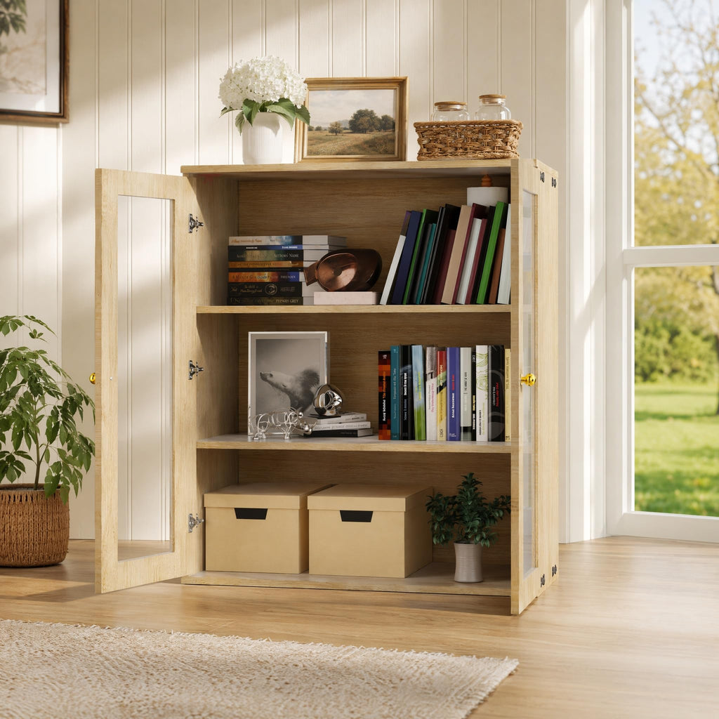 Liquor Cabinet with Wine Rack & Stemmed Holder & Drawer, Walnut