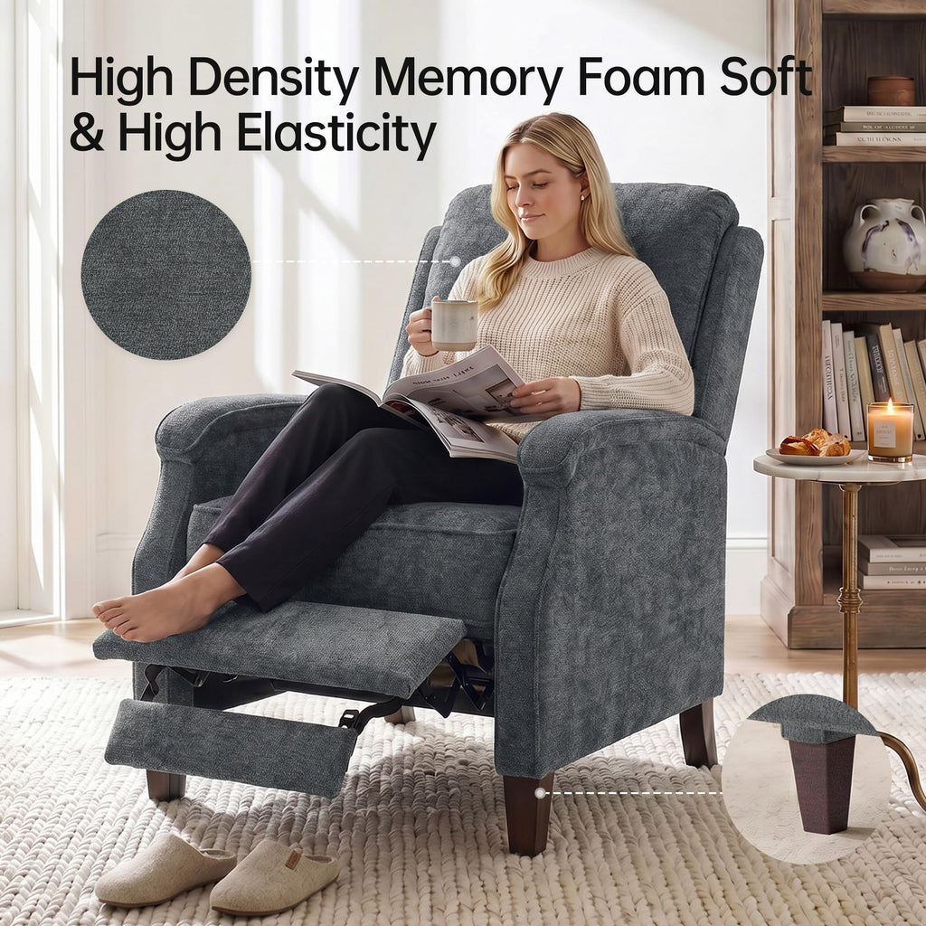 VKNOW Recliner Chair, Fabric Recliner with Adjustable Back, Brown