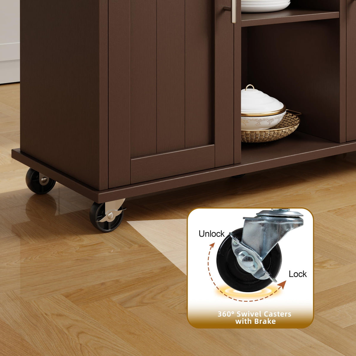 SUNLEI Rolling Kitchen Island Cart with Wheels, Island Table for Kitchen, Farmhouse Kitchen Cart with Drop Leaf & Towel Rack & Drawer, Kitchen Islands Table with Storage Cabinet, Grey