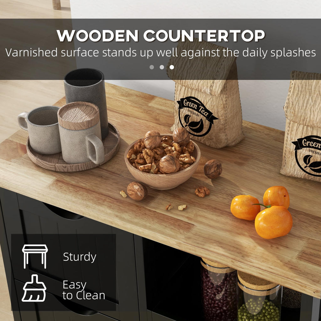 HOMCOM Kitchen Island Cart, Rolling Kitchen Island, Wood Top, Gray