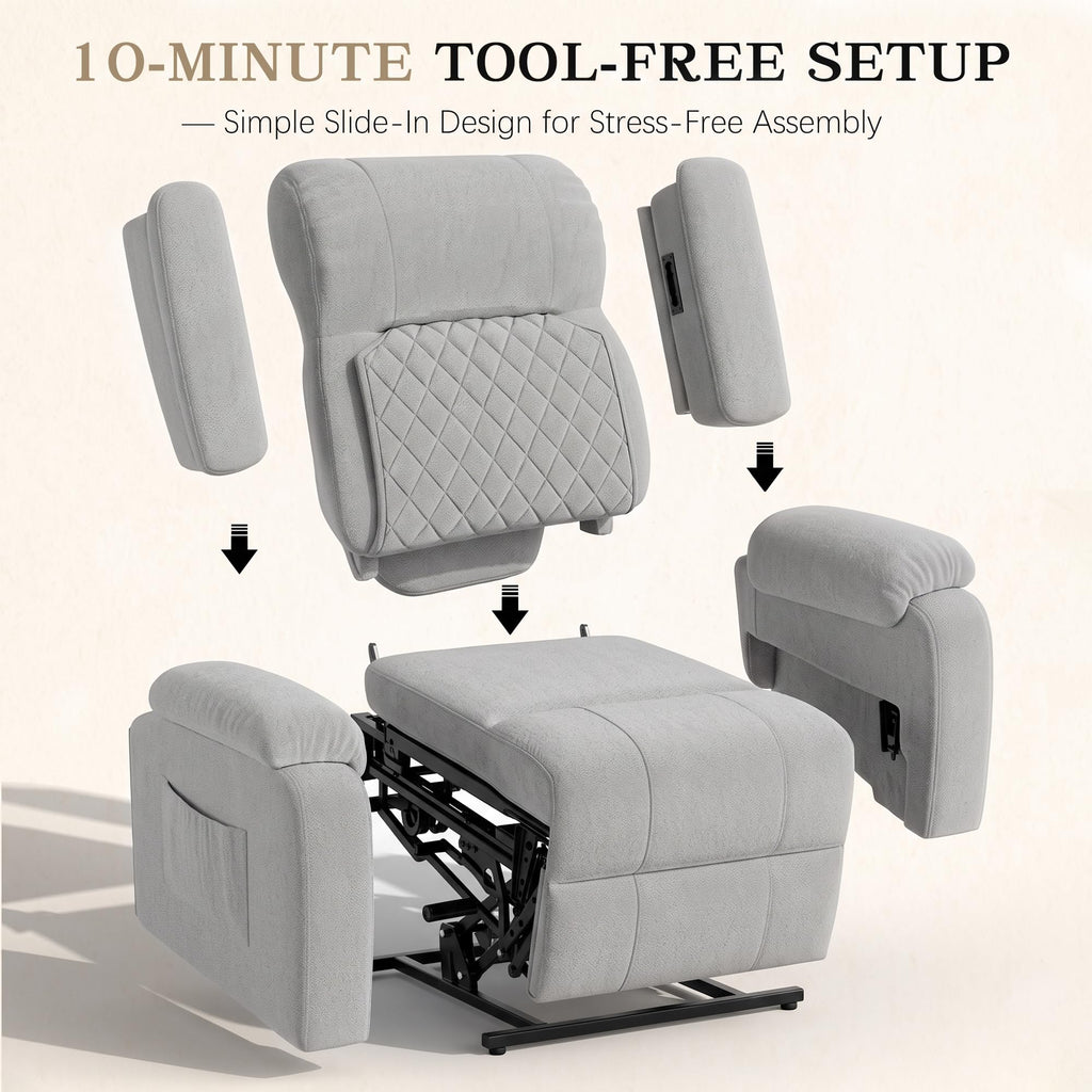 Power Recliner Chair with Heat & Massage, Electric Recliner for Elderly