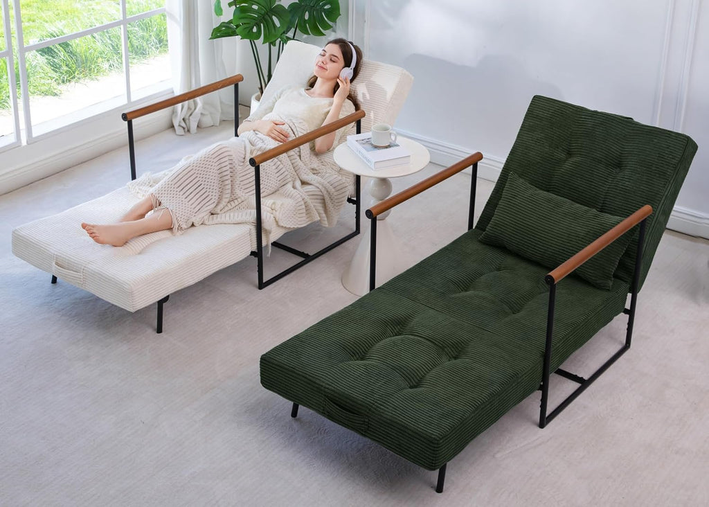 MAXYOYO Chair Bed, Adjustable Sleeper Chair, Single Sofa Bed with Frame