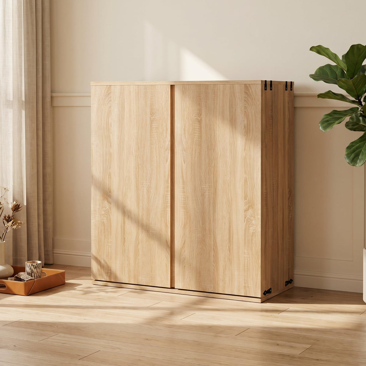 Liquor Cabinet with Wine Rack & Stemmed Holder & Drawer, Walnut