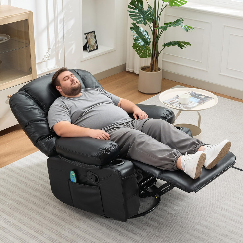 Garvee Oversized Recliner Chair,Extra Wide 360Â° Swivel Rocker Massage Heat